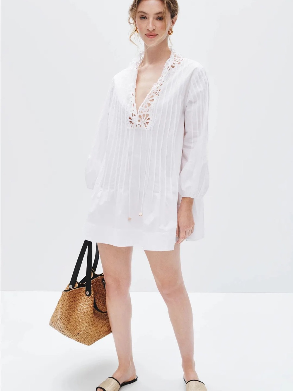 Sandro Lace Trim Mini Dress - size 42 (U.S. 6)